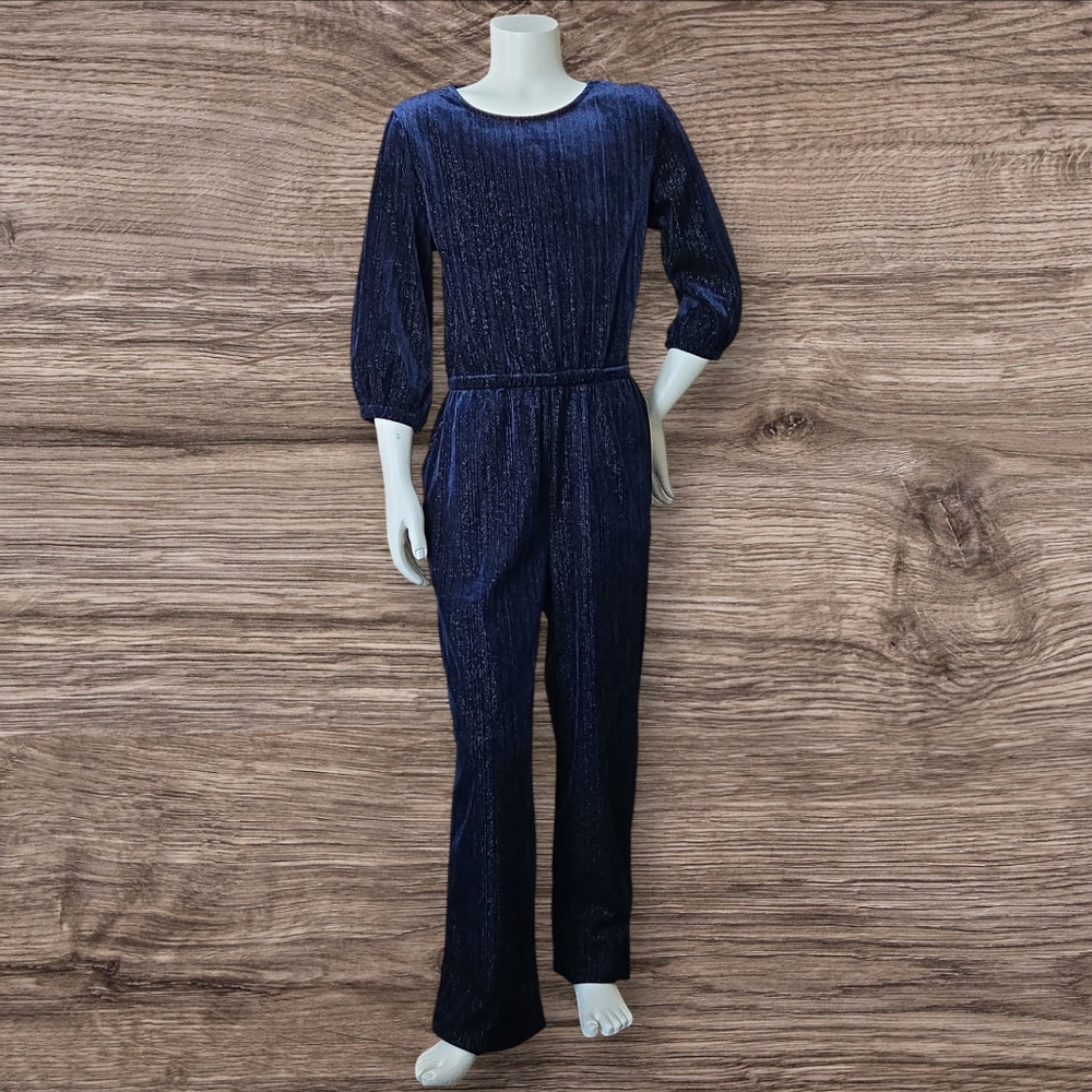 Aka Navy blue Velour Jumpsuit